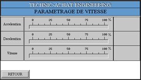 Vue 1 -iView Paramétrage de la vitesse du moteur